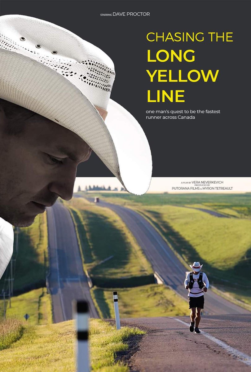 Poster drop! I'm thrilled to be a producer of this soon-to-be-released documentary film by Vera Neverkevich about Dave Proctor's record-setting run across Canada. I can't wait for the film to be released. #chasingthelongyellowline #Documentary #albertafilm #transcanadahighway