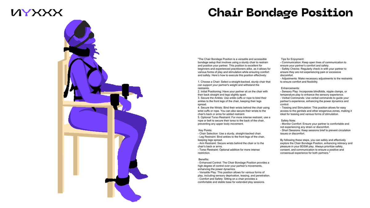 nyxxxbdsm's tweet photo. Ready to take control in the Chair Bondage Position? 😏 Elevate your sessions with enhanced sensory play and secure restraints. 💥 Perfect for teasing, control, and heightened pleasure. 💼🔥 #ChairBondage #BDSMFun #BDSMCommunity #BDSM #Nyxxx #bondage https://t.co/LgLWOPy9Vp