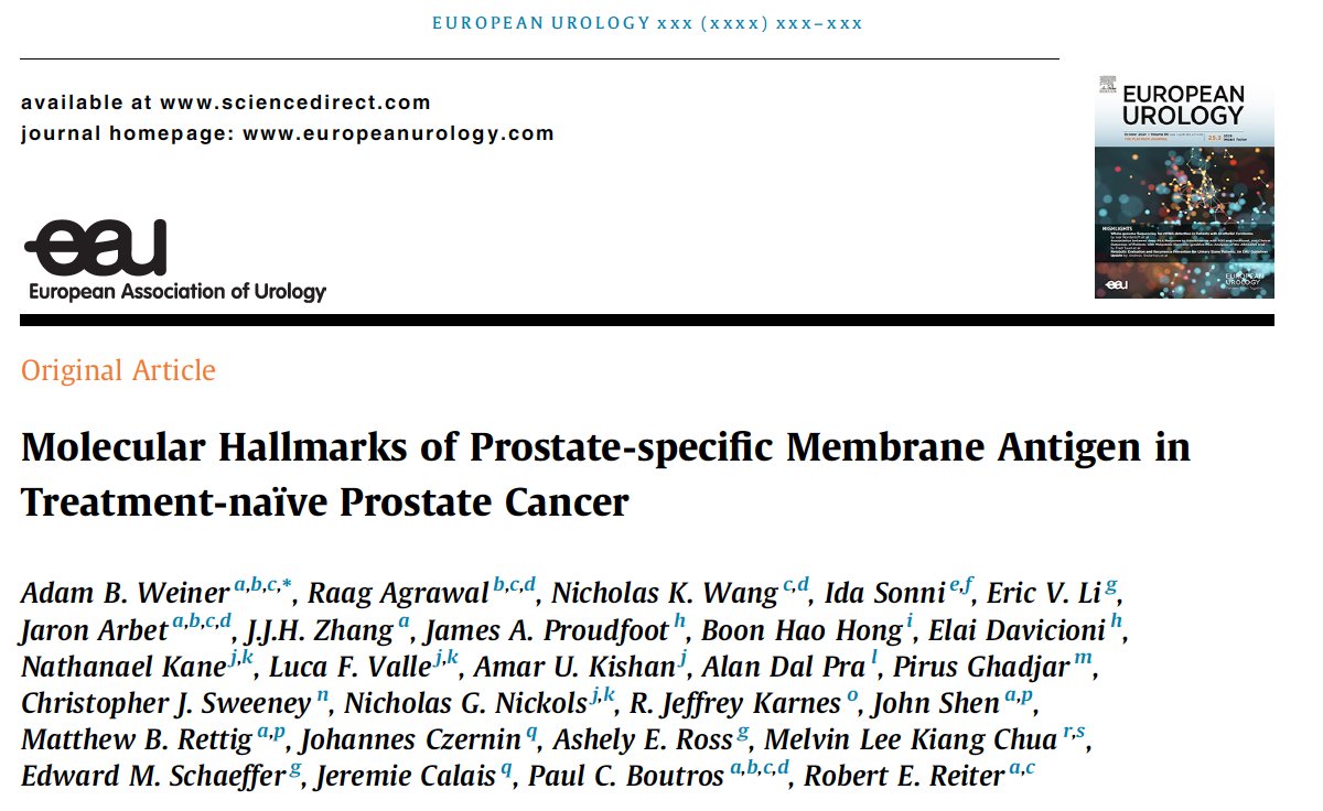 🚨Molecular Hallmarks of Prostate-specific Membrane Antigen in Treatment-naïve #ProstateCancer🚨

Our work in <a href="/EUplatinum/">European Urology</a> was just published!

🔗authors.elsevier.com/a/1jndX14kplyz…

🧵 (1/18)

@RobertReiterMD <a href="/TheBoutrosLab/">Boutros Lab</a> <a href="/CalaisJeremie/">Jeremie Calais</a> <a href="/UclaUrology/">UCLA Urology</a> <a href="/UCLAHealth/">UCLA Health</a> <a href="/CedarsSinaiMed/">Cedars-Sinai Academic Medicine</a>