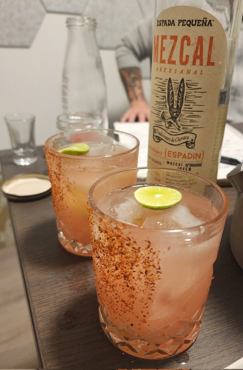 The Paloma Picasso
2 Oz - Mezcal
3 Oz - Fresh Grapefruit Juice
1/2 - Fresh Lime Juice
Tajin Rimmed Glass
Poured over ice and Stirred
Smokey, Sour, Salty and absolutely delicious....no scurvy with this cocktail