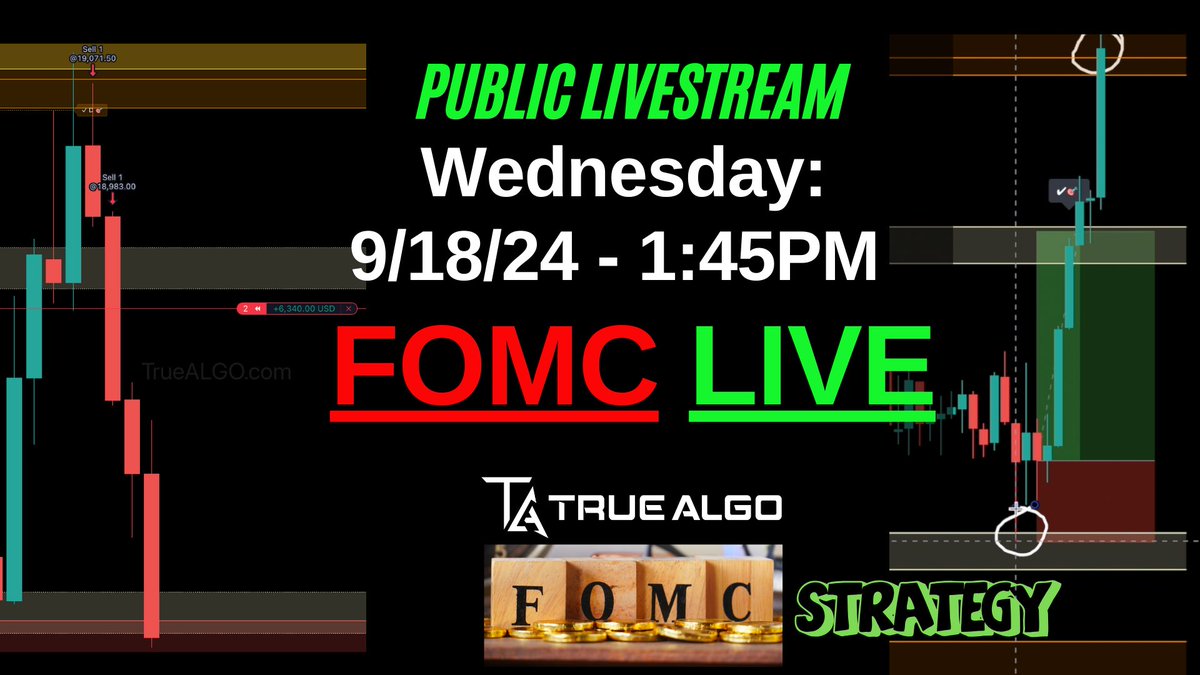 True_Algo's tweet image. Free YouTube live stream with the True Algo system during FOMC release volatility. Come join us for market moves. 
Link: youtube.com/live/hhj3nLSR_… #FOMC #TrueAlgo #LiveTrading