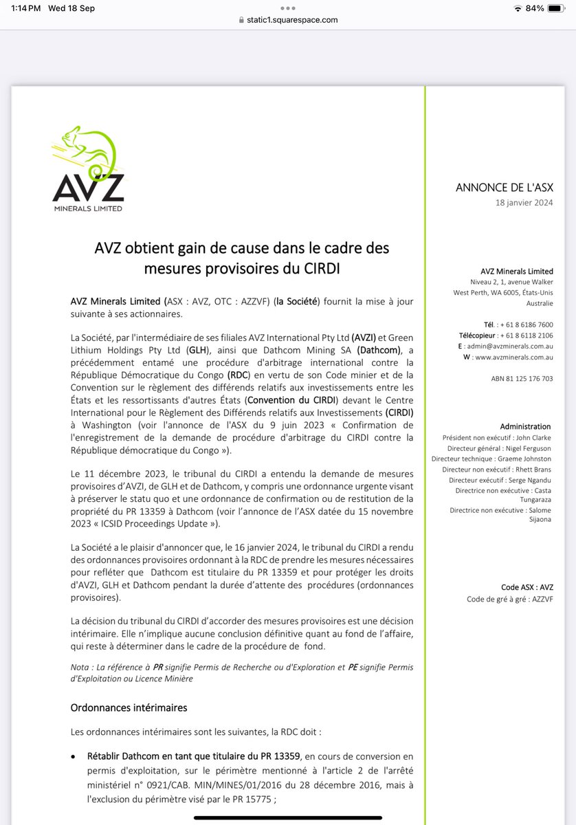 marksmann007's tweet photo. @DBuanali @cominiereSA @CelestinKibeya $AVZ Comment se fait-il que les ordonnances provisoires #ISCID soient ignorées de manière flagrante ? https://t.co/soeMLtkC02