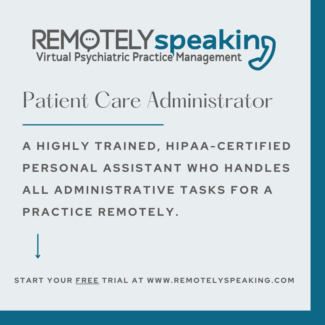 RemotelySpking's tweet image. Free yourself from administrative stress. We do it all, so you don&apos;t have to.
Start your FREE trial at RemotelySpeaking.com.
#psychiatry #psychiatrist #remoteassistant #personalassistant #VirtualAssistant #HIPAA #officemanager #mentalhealth #mentalhealthprofessionals #therapy