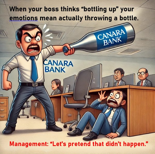 gsm2208's tweet photo. Serial offender Sri SURYA strikes again and again, physically intimidating colleagues! How can @canarabank stay silent? 

#SuspendSuryaPrasad https://t.co/PKN25ePlSp