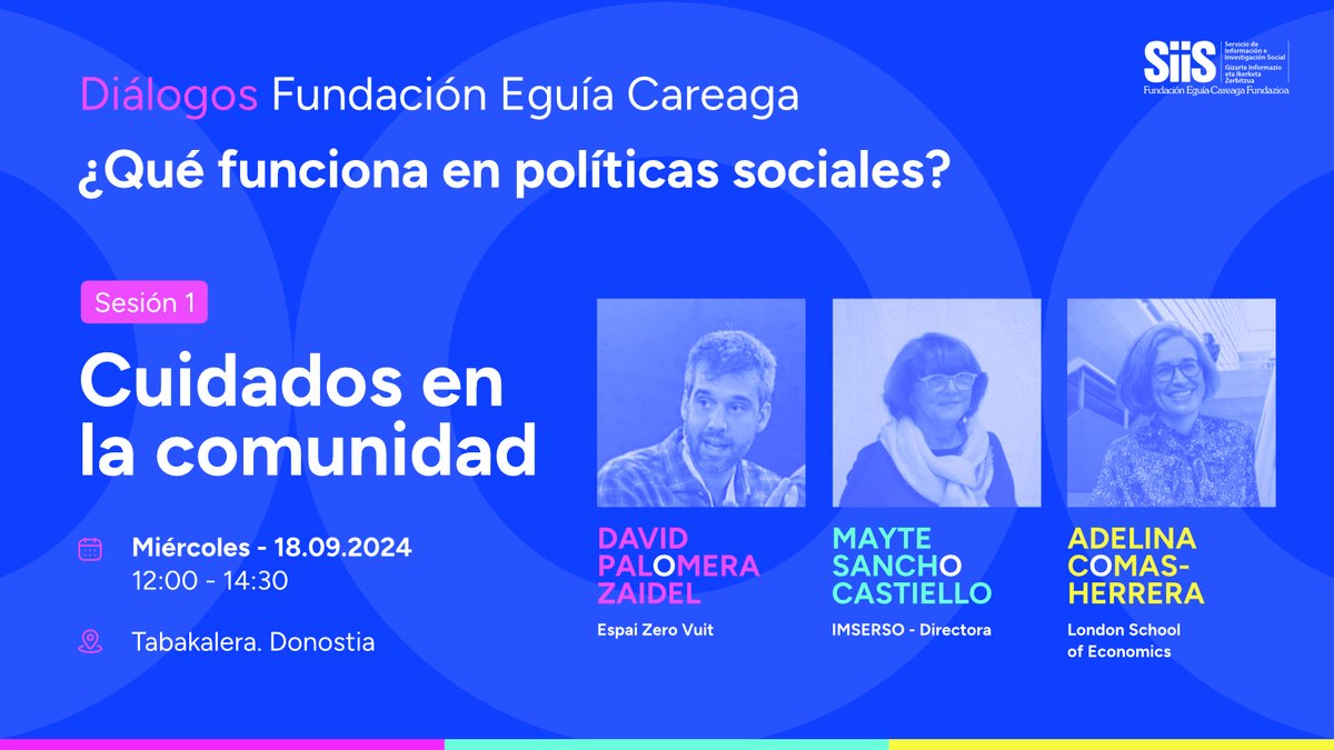 Hoy comienza una iniciativa importante
#Diálogos #QuéFunciona 
Fundación Eguía Careaga <a href="/SiiS_doc/">SIIS</a> 
Donostia <a href="/tabakalera/">Tabakalera</a> 12:00
@David_Palomera <a href="/sancho_mayte/">Mayte Sancho</a> <a href="/AdelinaCoHe/">Adelina ComasHerrera</a> <a href="/Natxo60/">Natxo Martinez</a> <a href="/ArantxaMendieta/">ArantxaMendieta</a> <a href="/zalaka11/">Joseba Zalakain</a> 

#Cuidados en #Comunidad

¡Acude! ¡Evita el molesto #FOMO!😉
¡¡¡Mucha...!!!