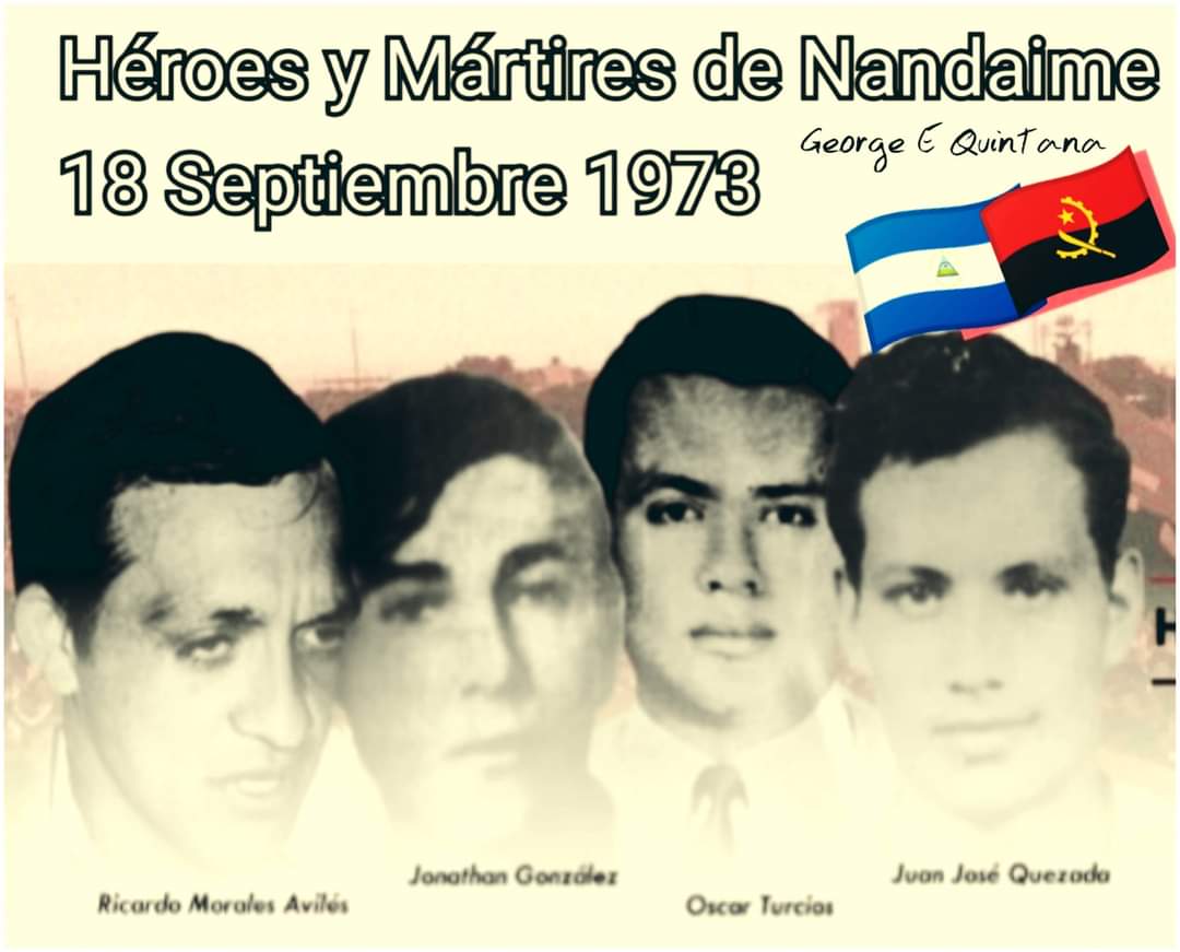🇳🇮❤️🖤
#18Septiembre1973
51 Aniversario de los Héroes de Nandaime. Los Comandantes y miembros de la Dirección Nacional del FSLN, Ricardo Morales Avilés y Óscar Turcios y los militantes Juan José Quezada y Jonathan González, fueron asesinados en el municipio de Nandaime, Granada.