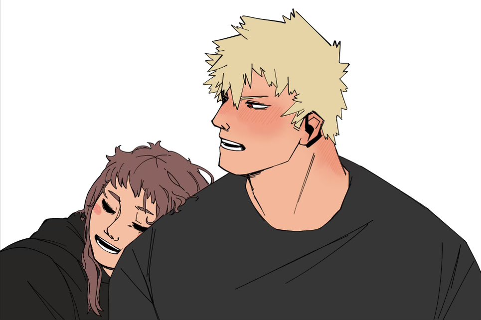 TigeJuno's tweet photo. uraraka is supposed to just be leaning on him bc sheβs tired and i had the best sketch of her holding a little mug with her pinky out but kats big ass back made it to where u couldnβt see itβΉοΈ#kacchako #bakuraka #astrobomb #bakugou #katsuki #uraraka #ochako #fanart #mha #bnha https://t.co/9ZuYs2g5Ns