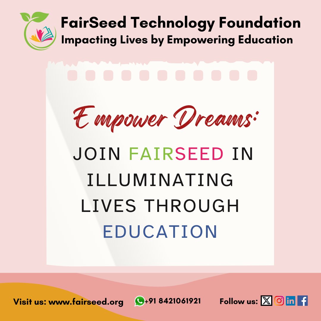 Join FairSeed in Illuminating Lives through Education. Together, we can empower dreams and create a brighter future for every child through the gift of learning.  🌟📚 #EmpowerDreams #FairSeed #EducationForAll #BrightFutures