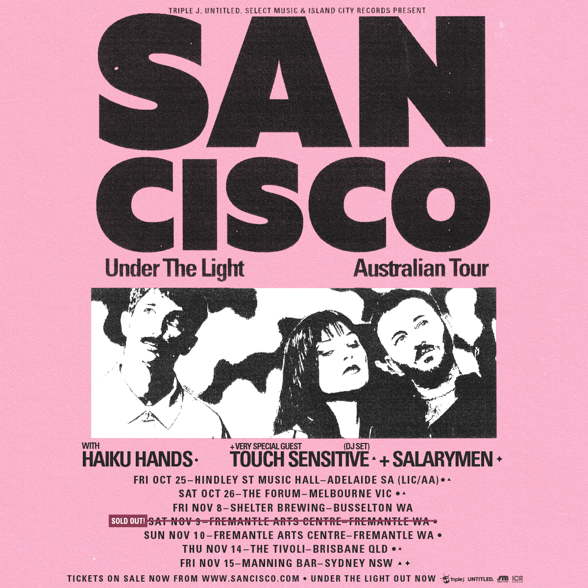 Australia! We kick off our Under The Light Tour next month!

Tickets: ww.sancisco.com