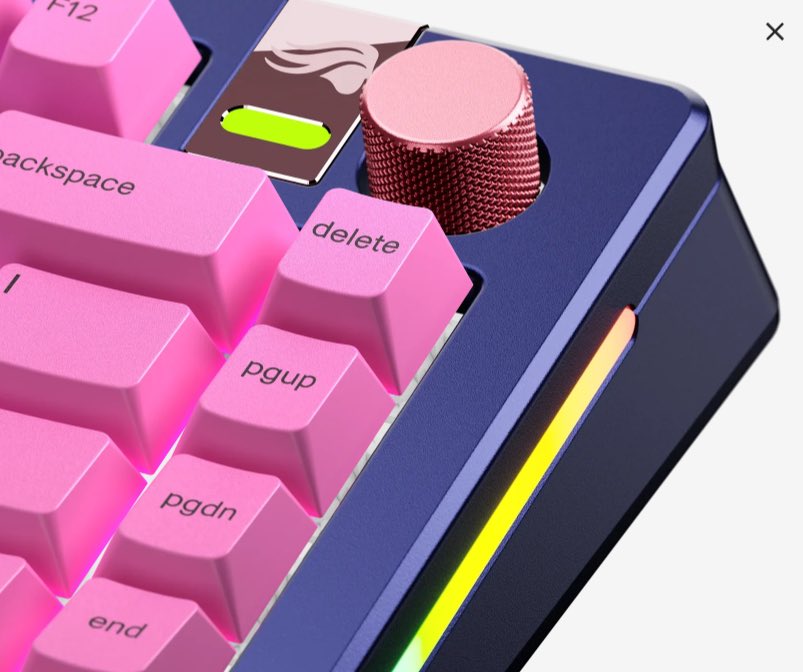 Graeluxe's tweet photo. I built my DREAM board using @Glorious Boardsmith! With so many colors, switches &amp; keycaps - this was so fun to build ✨ 

If you love her as much as I do:
💜 RT + Like  

Glorious is picking 1 partner to get their board + I get to pick a winner too! 

➡️ https://t.co/Pm3QchRCy6 https://t.co/2OUfctXVQk