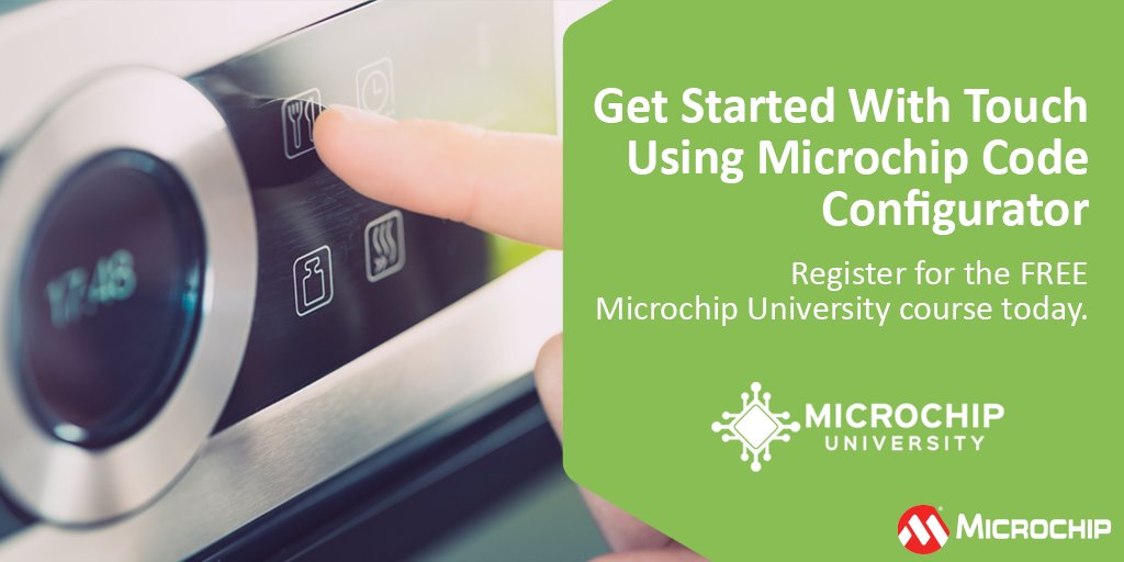 MicrochipTech's tweet photo. Get started with touch using Microchip Code Configurator Melody. In this course we will use MPLAB® X, MCC Melody, and Microchip Touch libraries to create a capacitive touch project with buttons and a slider. Register for FREE: https://t.co/N8RVHYEL3D. #MPLABX #MCCMelody #Touch https://t.co/Gk9o66UzBJ
