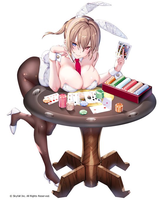 三船ともこさん『お月見バニー』を描かせて頂きました!白いバニーさんはいかがですか?#ポカチェ #ポーカーチェイス 