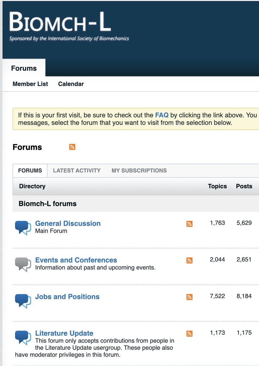 💡 Pro tip for researchers and engineers interested in biomechanics: check out Biomch-L.

🤩 It isn't used as much anymore for active discussions. But, for decades, it was THE PLACE for online #biomechanics conversations. And all these forum discussions still exist...