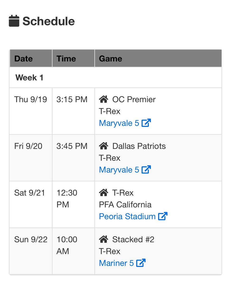 I will be playing in Junior Fall Classic this weekend with <a href="/TrexBBC/">AZ T-Rex</a>
Here is my schedule: