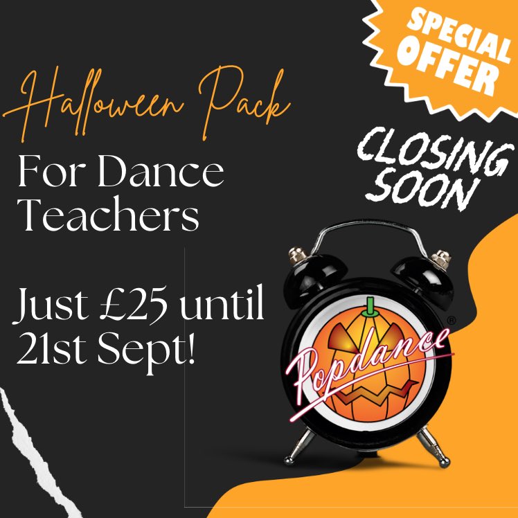 #DanceTeachers everything you need to run fun and profitable Halloween dance classes, parties and workshops this October 

Offer closes on 21st Sept 

link.popdance.co.uk/x-halloween

#HalloweenIdeas