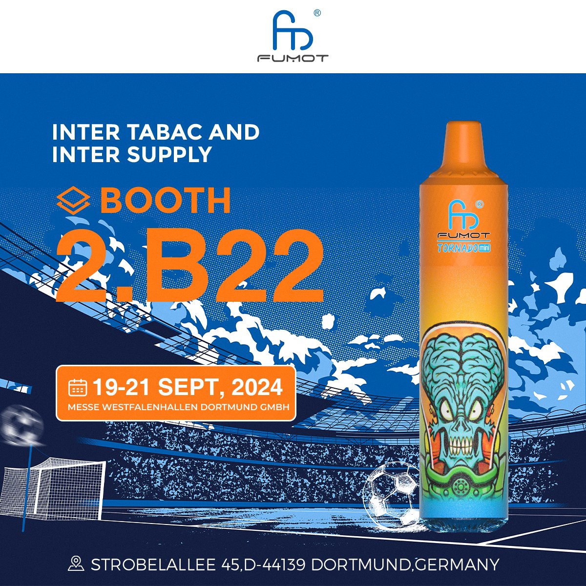 Fumot_Official's tweet image. Get Ready for InterTabac &amp;amp; InterSupply! 🌟🚀

📍 Booth: No. 2.B22
🗓 Dates: September 19th-21st
🏢 Location: Messe Westfalenhallen Dortmund GmbH
Strobelallee 45,D-44139 Dortmund,Germany

#InterTabac2024 #InterSupply2024 #SeeYouThere #VapingInnovation #fumot #fumotvape #vaping