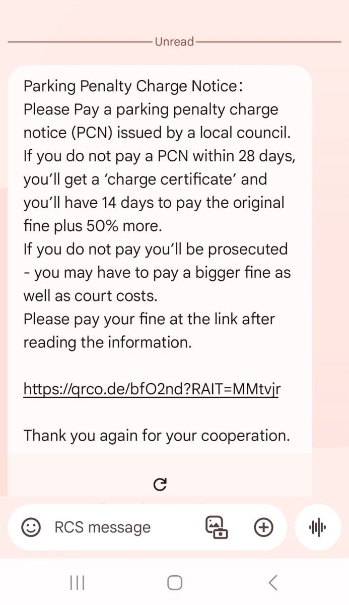 🚨 SCAM ALERT! 🚨

We've been made aware of fake text messages asking people to pay a parking Penalty Charge Notice (PCN). These are scams! We never send PCNs by text. Official PCN notifications will only ever be sent by post. Please ignore and delete the message. 

<a href="/SRS_Wales/">SRS Cymru</a>