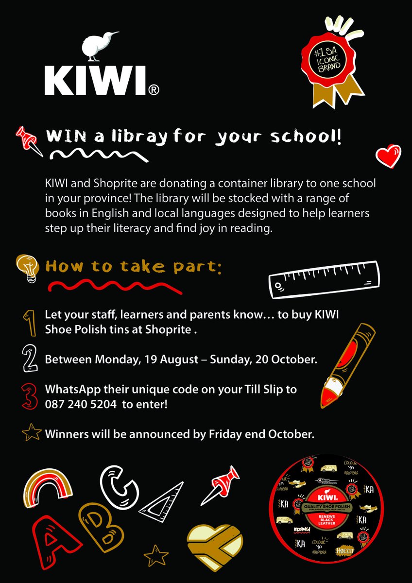 KIWI and Shoprite team up to address SA’s growing literacy crisis. For the full story visit social-tv.co.za/education-and-…

Kiwi-The Worlds' No 1 in Shoe Care
The Shoprite Group of Companies
#welovetellingyourstories
#ImpactThatMatters
#SocialTvNews

<a href="/KIWIShoeCareUS/">KIWI® Shoe Care</a> 
<a href="/Shoprite_SA/">Shoprite SA</a>