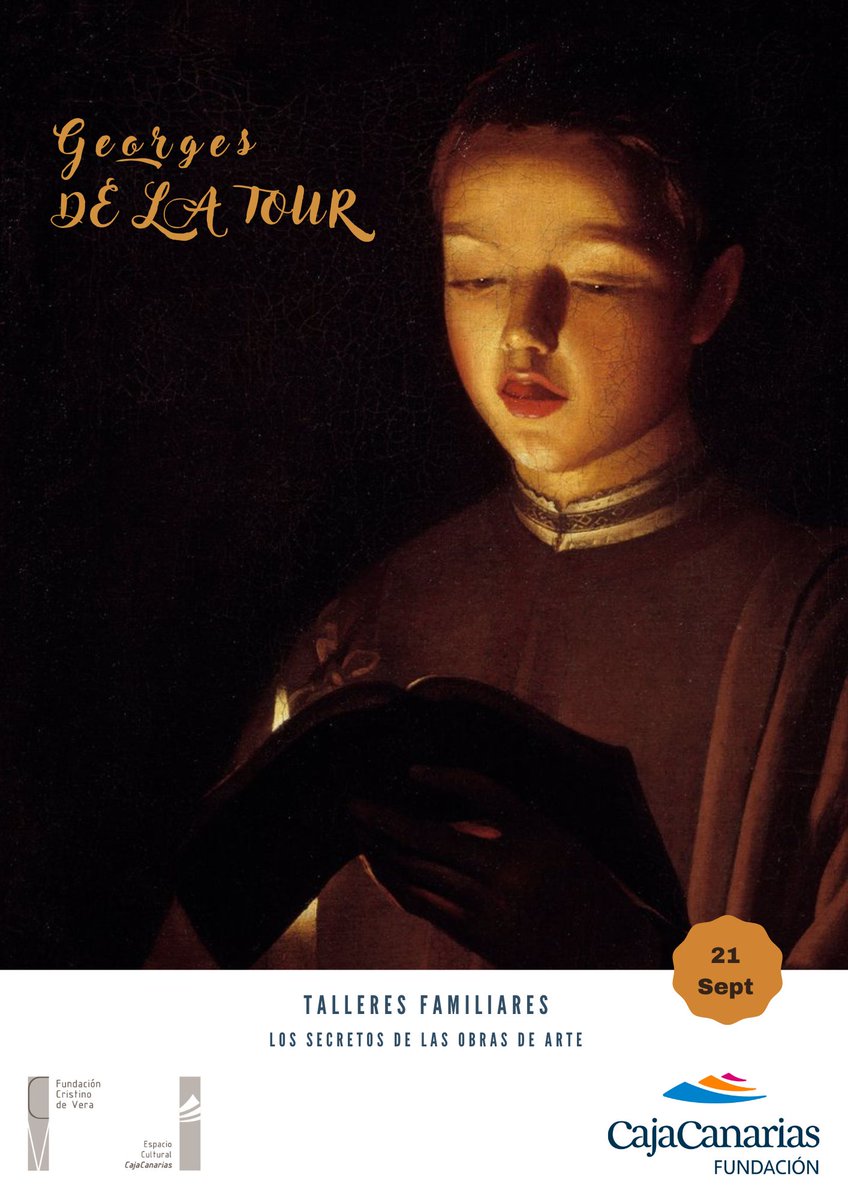 fcristinodevera's tweet photo. Taller familiar "Los secretos de las obras de arte". Georges de La Tour |  #Sabado 21 sep | 11.00 h. |
@fcristinodevera- Espacio Cultural @CajaCanarias
| Actividad gratuita | Imprescindible inscripción + info:  https://t.co/IAwcizwSU2…… o en el teléfono: 922 262 873. https://t.co/qCjdGWQmqZ