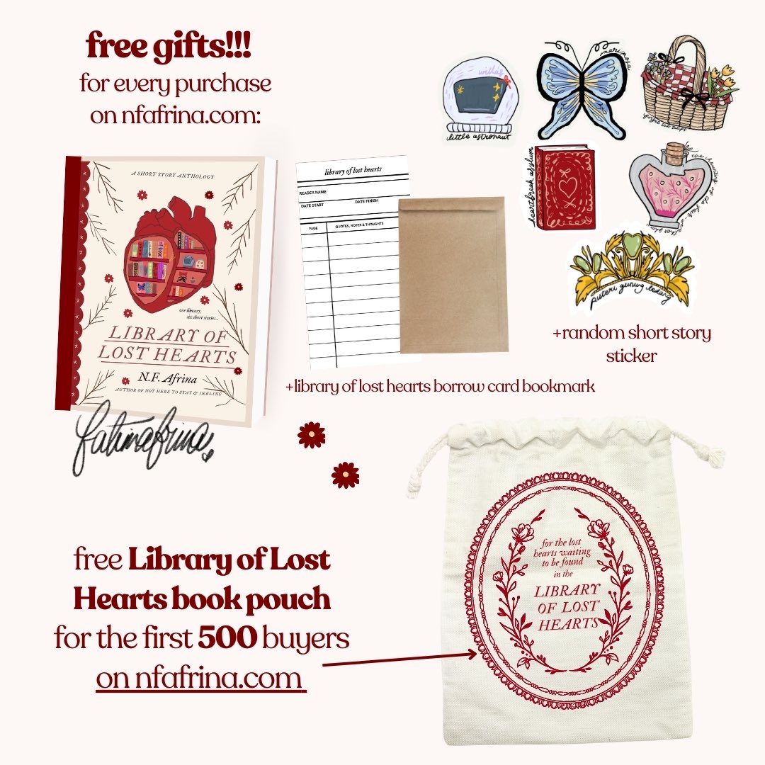 heyitsnf's tweet image. Library of Lost Hearts will launch on 29/9 at the book launch and also online. The first print is a limited edition with exclusive content.

If you are among the first 500 buyers you'll get a free book pouch!

📕 genre of this book is English fiction: Slice of Life &amp;amp; fantasy