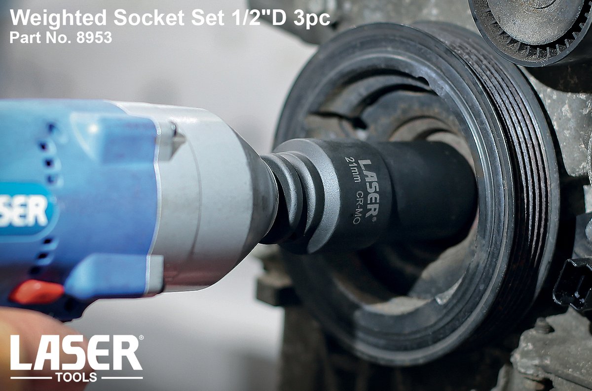 Laser_Tools's tweet photo. ⚠ Now Available:
Just added to the range is this set of 3 counter-weighted 1/2"D sockets designed for the removal of very tight fixings. Available now from your local Laser Tools dealer. Part No. 8953. More details & prices on our website; https://t.co/6HzUvJbr0F
#LaserTools https://t.co/TDkhgkrOjw
