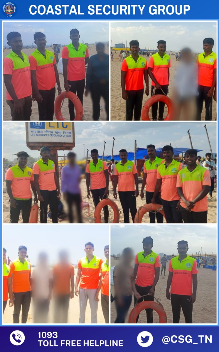 CSG_TN's tweet image. Team Marina Lifeguard Unit of @CSG_T @tnpoliceoffl
rescued six persons who were about to drown at Marina Beach.