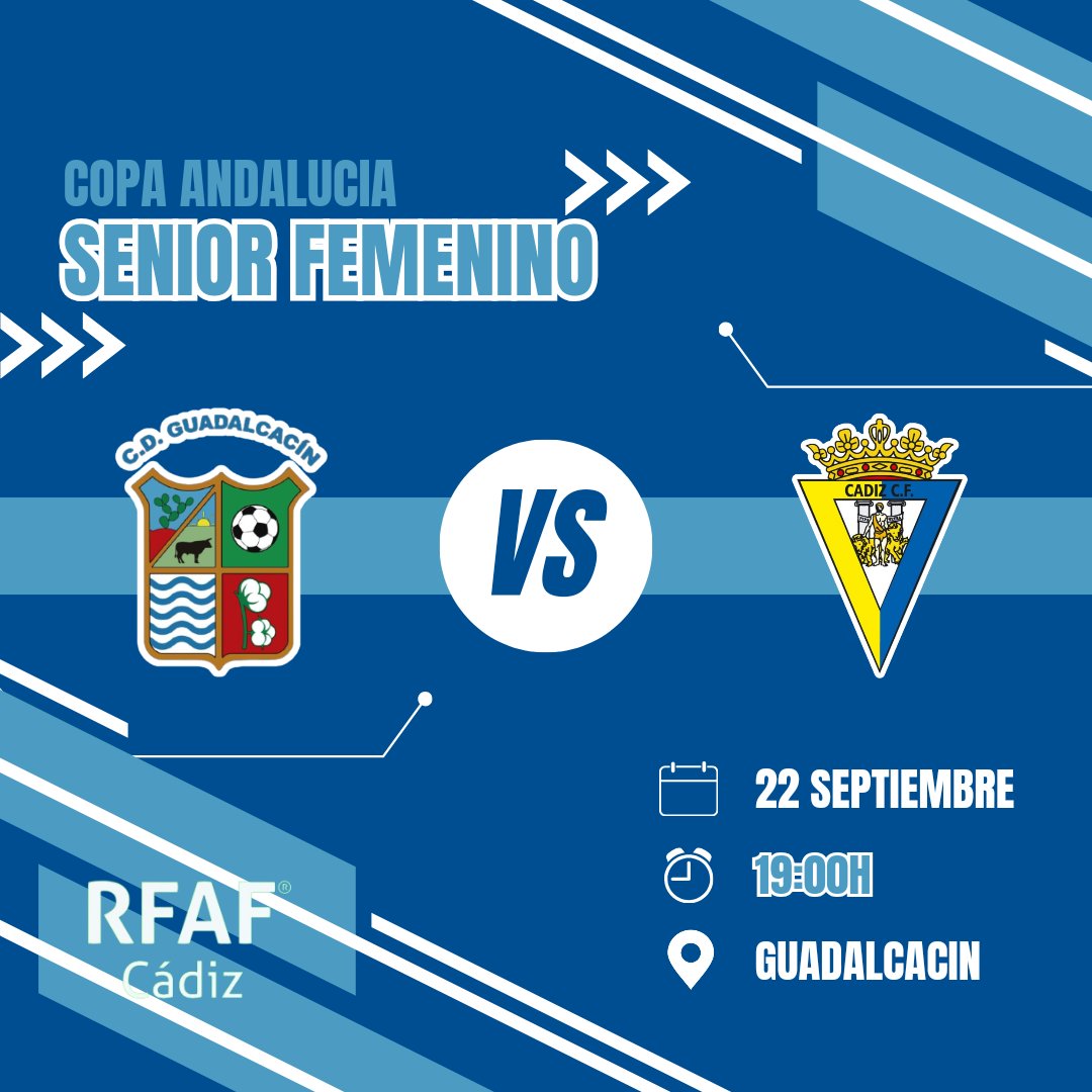 🏆 COPA ANDALUCIA | Este domingo las nuestras afrontan con mucha ilusión la ida de las semifinales de la copa Andalucía, nueva competición de esta temporada.

📆 Domingo 22 Septiembre
🕖 19:00h
🆚️ Cádiz CF
🏟 Campo Municipal Guadalcacin