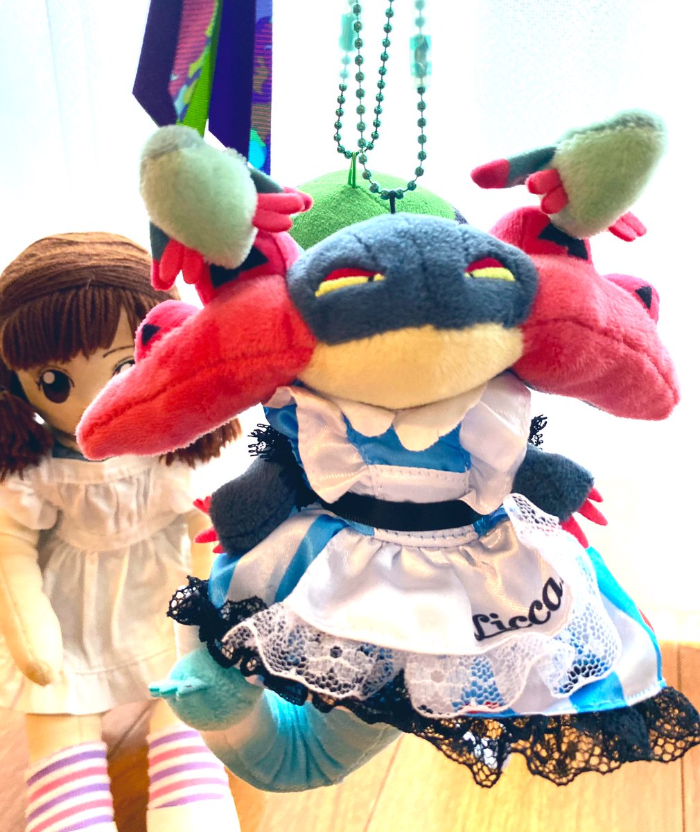 私のドラパルトが…
いつのまにか娘の手によりお嬢様になってた。
リカちゃんの服が意外にもシンデレラフィット…？
#ポケモン 
#ドラパルト