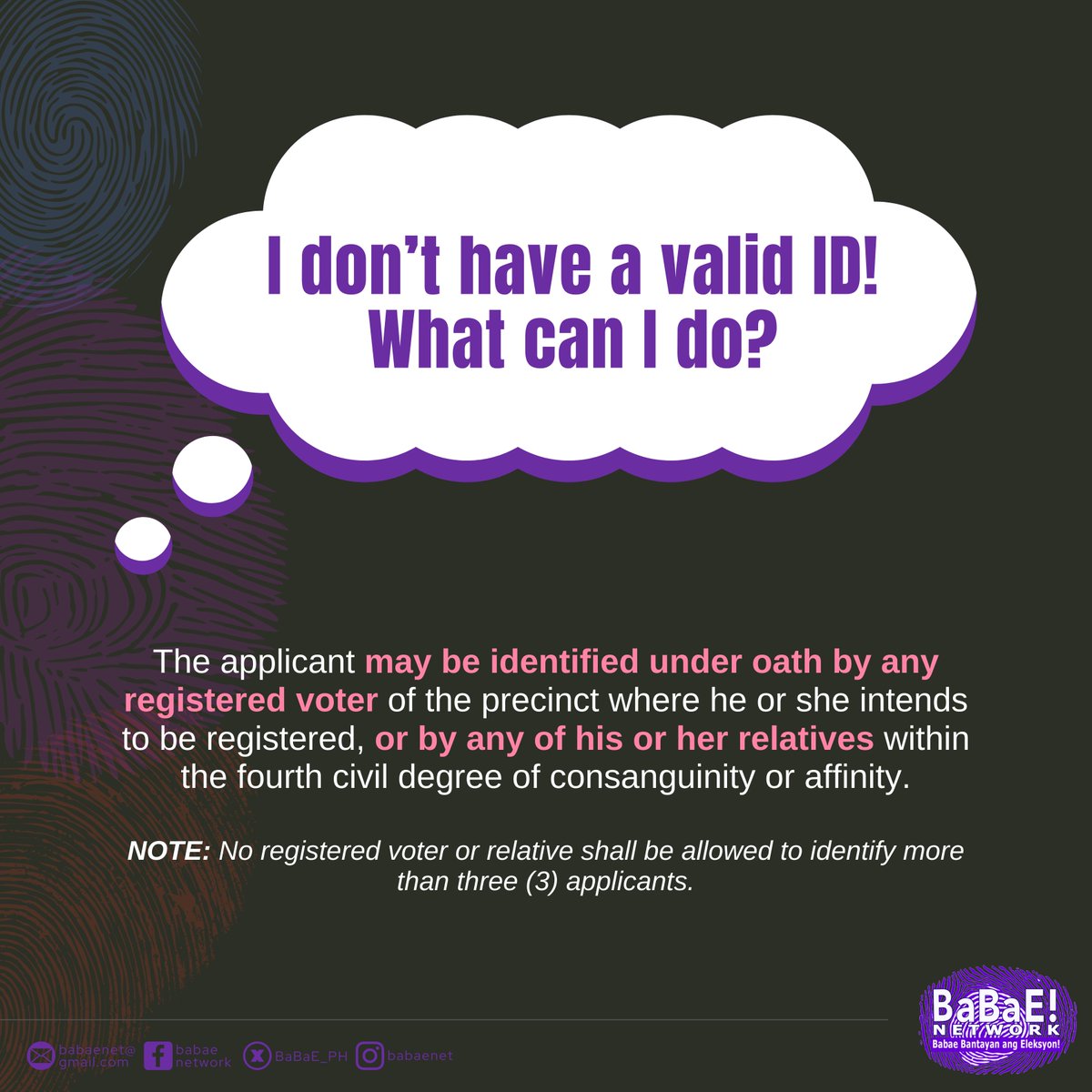 BaBaE_PH's tweet photo. REGISTRATION 101 🗳️💡 Valid Government IDs 🪪

🚨 Only 12 Days Left to #RegisterToVote! Until September 30 Only!

#RegisterNow #VoterRegistration #VotePH #Halalan2025 #YourVoteMatters https://t.co/7uhHeEAiOe
