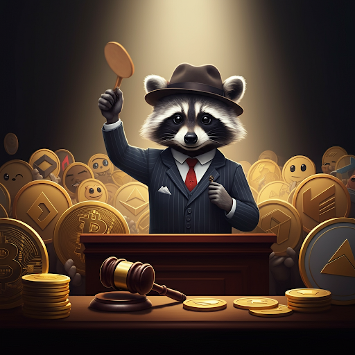 roockytoken's tweet photo. Going once, going twice—sold to $Roocky Token, the king of meme coins!🧑‍⚖️🦝 #MEMECOİNS #Solana #SolanaProjects #memecoinonsolana #cryptocurrency #Crypto https://t.co/iK7dibm6dy