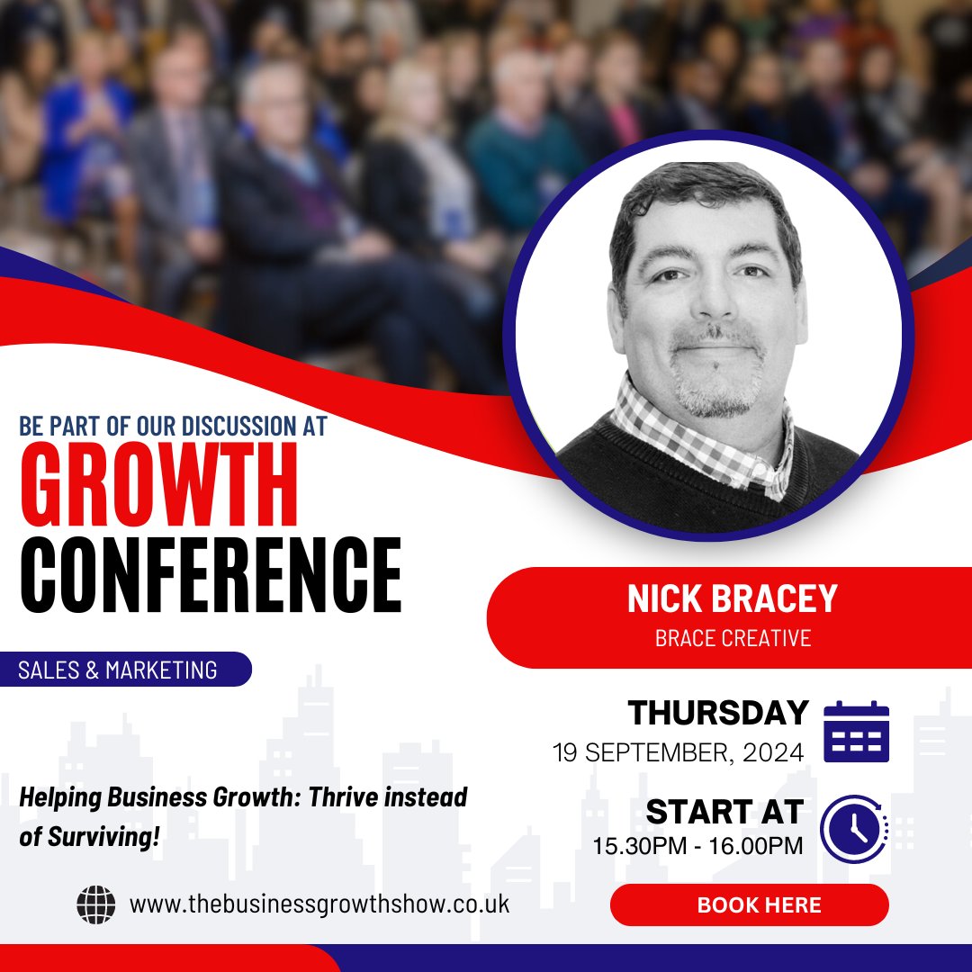 Heading to the Business Growth Show #Birmingham tomorrow? Our Nick Bracey is hosting a talk about how to help your business grow by thriving instead of surviving. 

👋 We'd love to see you there, come say hello and find out more about how our marketing solutions can help you!