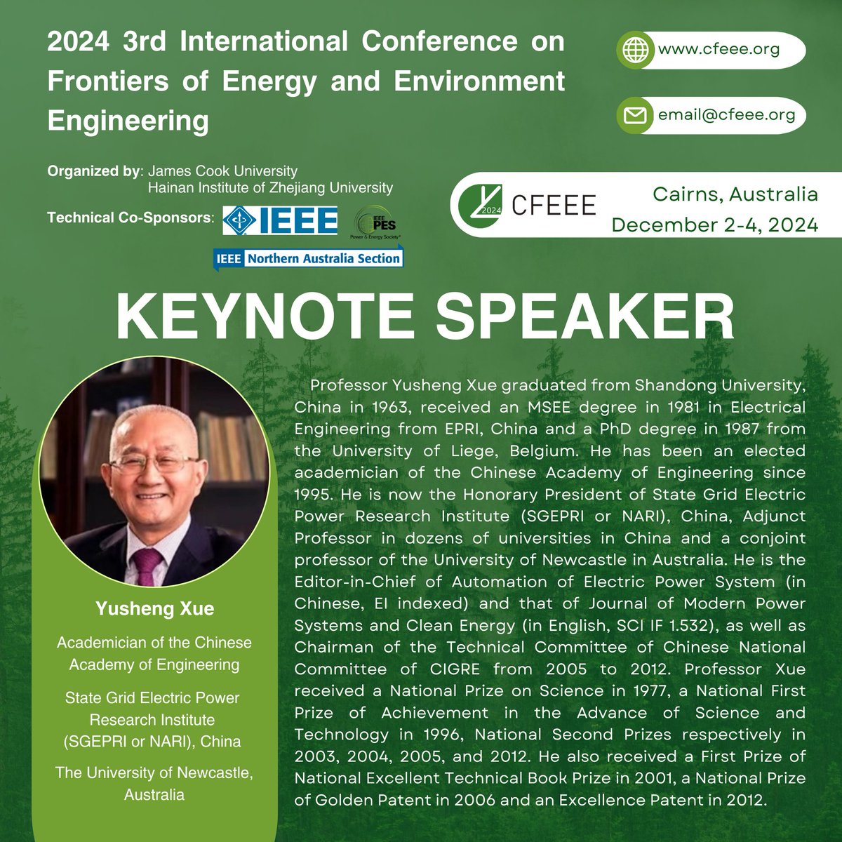 IASED_Official's tweet image. We warmly welcome your participation in 2024 International Conference on Frontiers of Energy and Environment Engineering (CFEEE 2024) on December 2-4, 2024 which will be held in Cairns, Australia. #Energy #EnvironmentEngineering #Australia #internationalconference