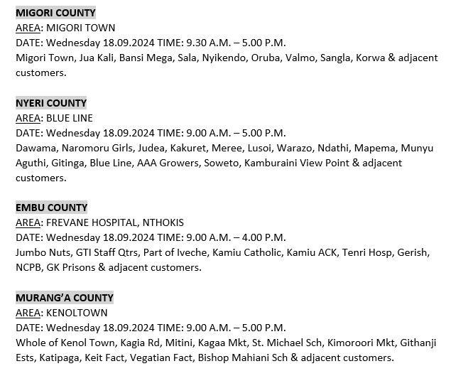 Good morning, these areas will be affected by planned power interruptions today: ^BT