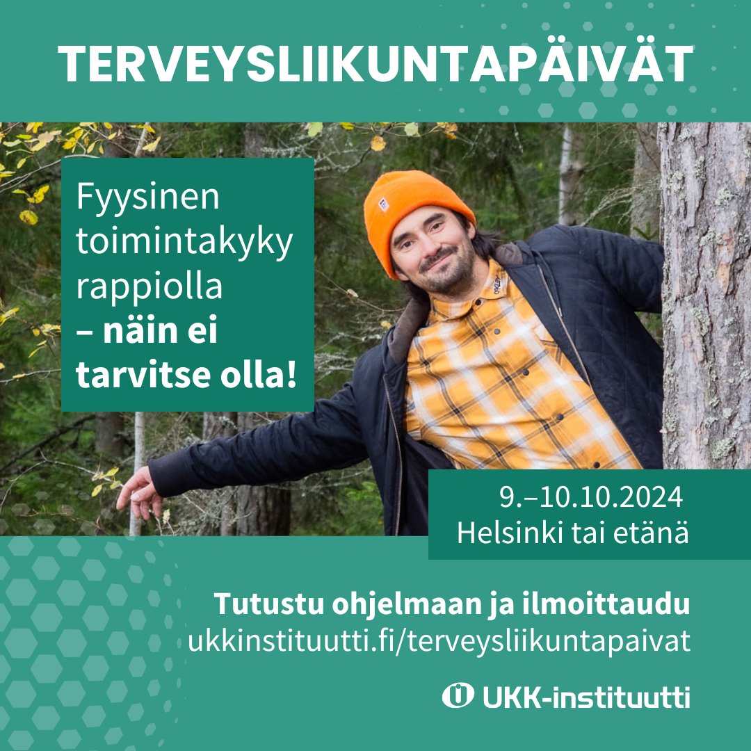 Terveysliikuntapäivät tarjoavat sinulle ajankohtaista ja tutkittua tietoa fyysisen toimintakyvyn tämänhetkisestä tilanteesta sekä kokemuksia ja käytännön ratkaisuja heikkenemisen ehkäisemiseksi. Tutustu lisää➡️ ukkinstituutti.fi/palvelut/koulu…