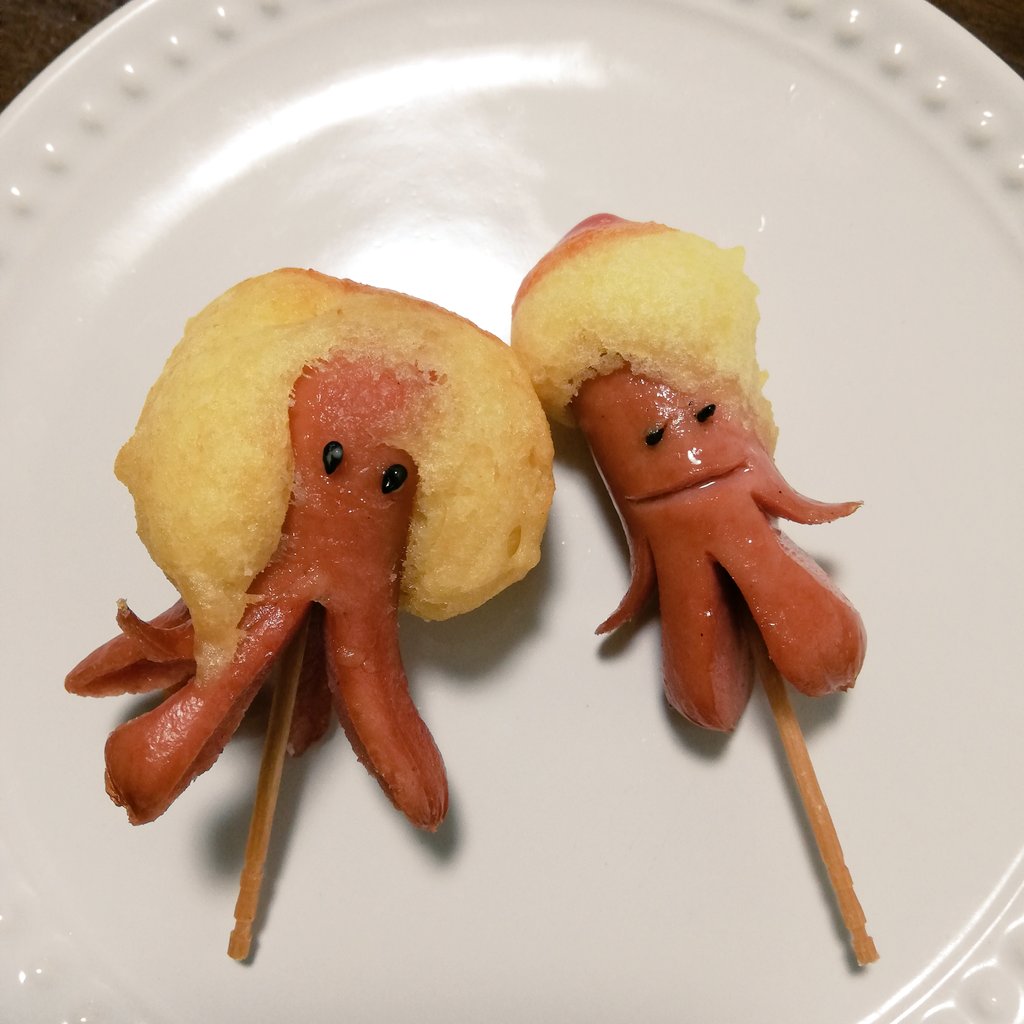 Tik Tok見てたら出てきて可愛かったので、つい作りました
お弁当にもよさそう
味はアメリカンドッグです！