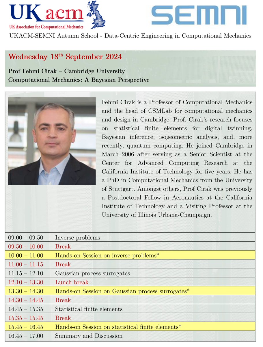 UKACM (@uk_acm) on Twitter photo Third day of the UKACM-SEMNI autumn school!
Today <a href="/fehmiCirak/">Fehmi Cirak</a> <a href="/CSMLab/">CSMLab in Cambridge</a> will deliver the lecture "Computational Mechanics: A Bayesian perspective".
See you in a couple of hours!
<a href="/UK_ACM/">UKACM</a> <a href="/semni_social/">SEMNI </a> <a href="/ECCOMASofficial/">ECCOMAS Community</a> <a href="/IACM_Community/">IACM</a> Third day of the UKACM-SEMNI autumn school!
Today <a href="/fehmiCirak/">Fehmi Cirak</a> <a href="/CSMLab/">CSMLab in Cambridge</a> will deliver the lecture "Computational Mechanics: A Bayesian perspective".
See you in a couple of hours!
<a href="/UK_ACM/">UKACM</a> <a href="/semni_social/">SEMNI </a> <a href="/ECCOMASofficial/">ECCOMAS Community</a> <a href="/IACM_Community/">IACM</a>
