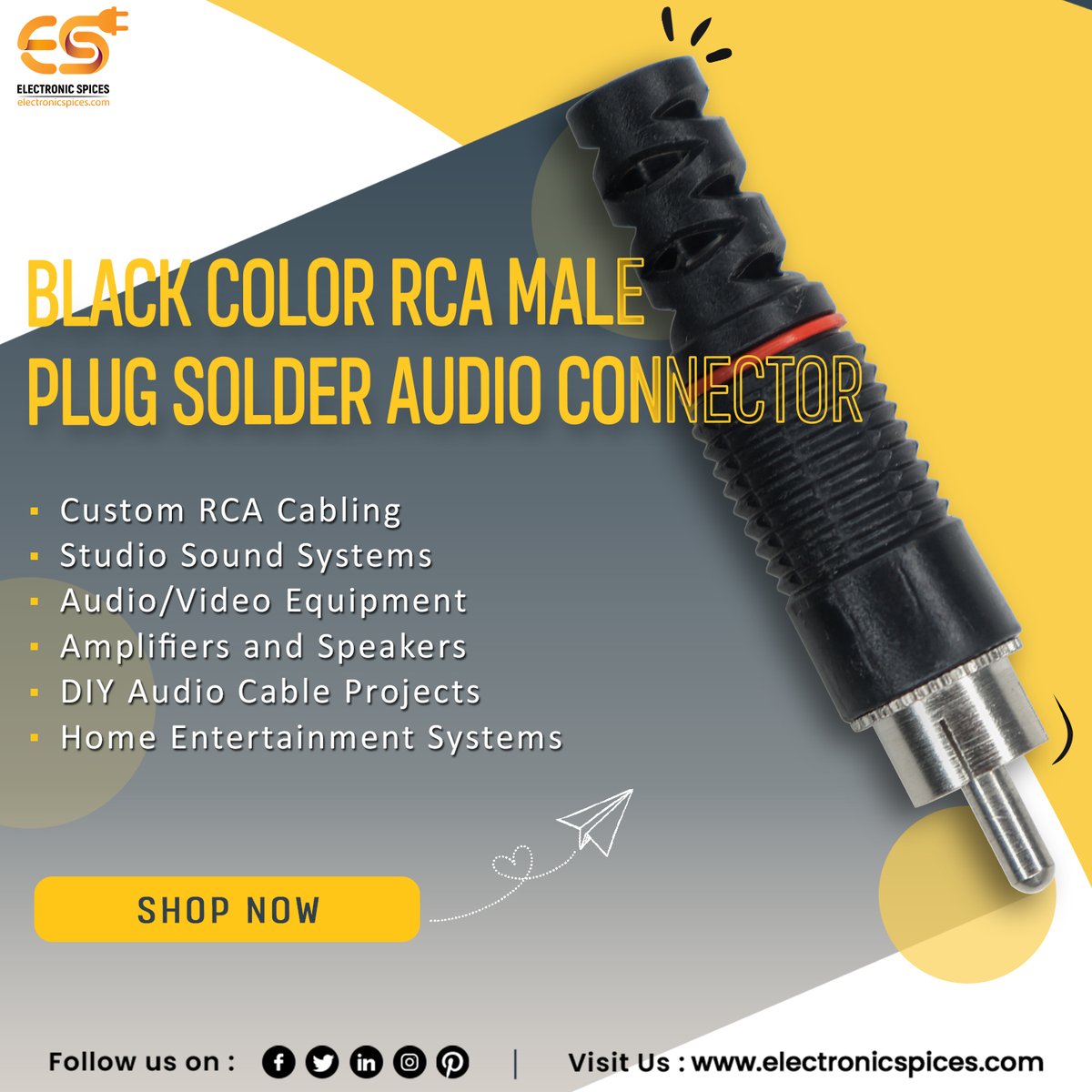 Electronicspic's tweet image. 𝐁𝐥𝐚𝐜𝐤 𝐂𝐨𝐥𝐨𝐫 𝐑𝐂𝐀 𝐌𝐚𝐥𝐞 𝐏𝐥𝐮𝐠 𝐒𝐨𝐥𝐝𝐞𝐫 𝐀𝐮𝐝𝐢𝐨 𝐂𝐨𝐧𝐧𝐞𝐜𝐭𝐨𝐫

Specification : -

Type: High-Speed Connector
Contact material:  High-quality copper
Solder-type Connector

𝐁𝐮𝐲 𝐍𝐨𝐰 : electronicspices.com/product/black-…

#BlackColorRCAConnector #AudioConnector