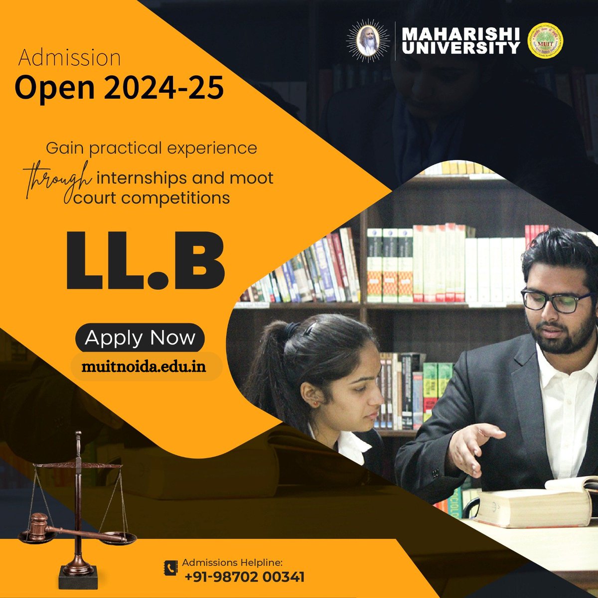 sujatamuit's tweet image. LLB or Bachelor of Law is a popular undergraduate degree course in India. It is a three-year program that focuses on legal studies &amp;amp; law-related topics. 
muitnoida.edu.in/Llb

#LLB
#LLBCourse
#LLBCourseNoida
#LLBCourseDuration
#LLBSubjects