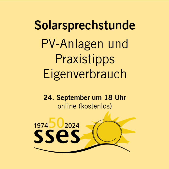 Fragen Sie sich, ob eine PV-Anlage für Ihren Haushalt sinnvoll ist? 🧐 Oder wie Sie Ihren Eigenverbrauch optimieren können? 💡Dann ist unsere Solarsprechstunde genau das Richtige für Sie!

Nach einem kurzen Vortrag haben Sie ausreichend Gelegenheit, Ihre eigenen Fragen zu stellen