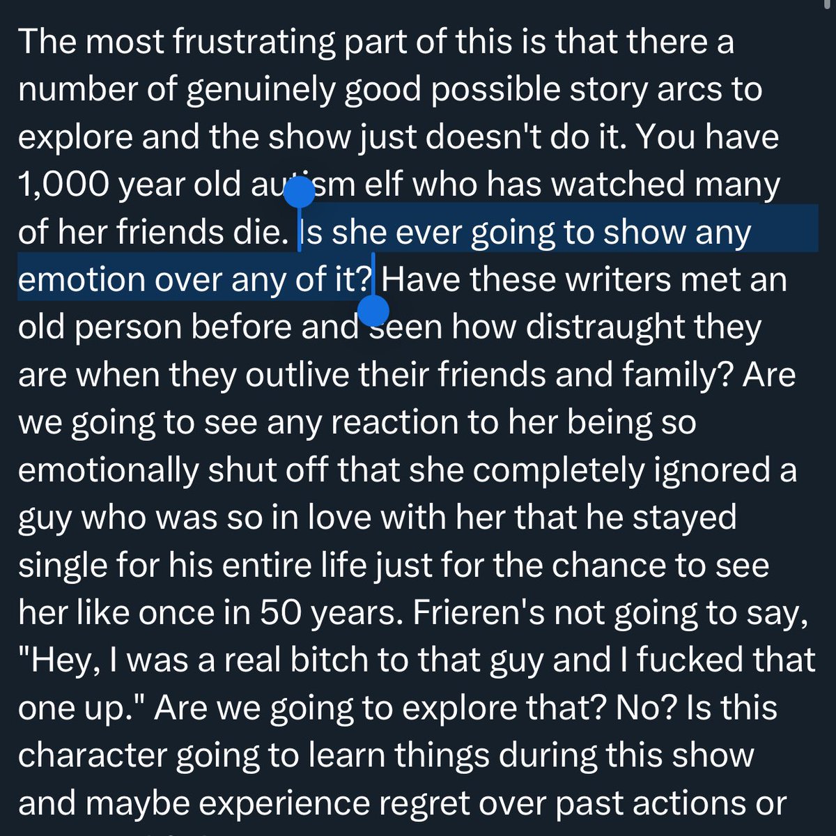 GeneratorNx's tweet image. Frieren literally cries in the very first episode over Himmel. 

Goddamn you’re so retarded cause there’s no way we even watched the same show.