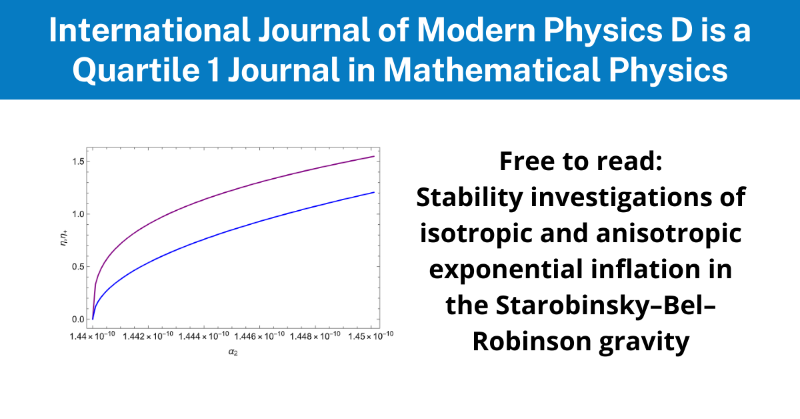 worldscientific's tweet photo. Free Access until 30 November 2024!
This paper explores the Starobinsky–Bel–Robinson #gravitymodel, finding that a stable de Sitter inflationary solution exists in a modified version, though both de Sitter and Bianchi type I solutions are generally unstable.