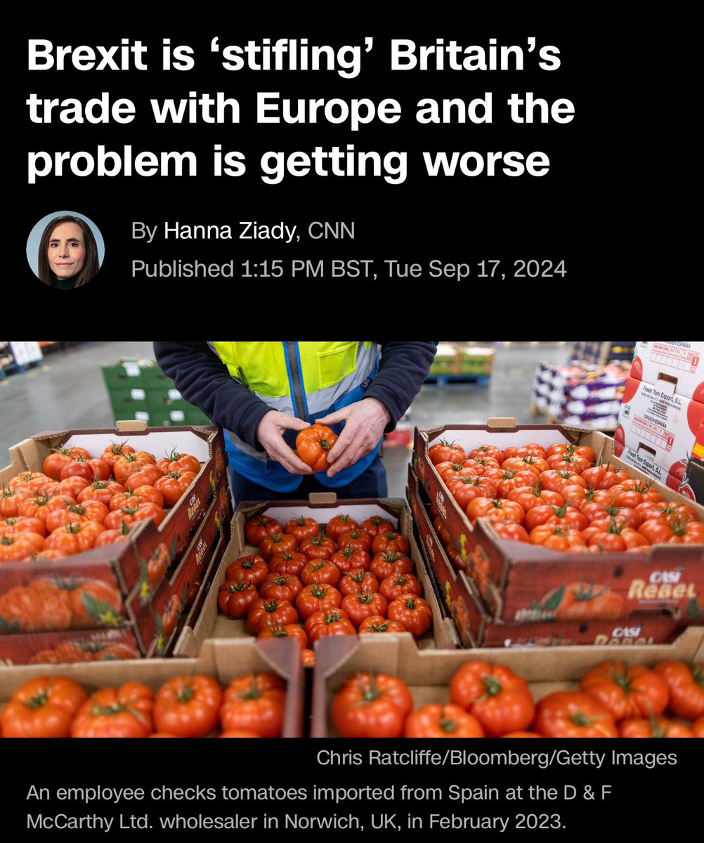 Liz Webster (@lizwebstersbf) on Twitter photo Britain self sanctioned itself with Brexit trade barriers, making it almost impossible to export and import goods to/from our biggest market.
The new deals with the RoW are worse and British businesses are suffering as there’s less trade, less variety and higher prices. 
Labour Britain self sanctioned itself with Brexit trade barriers, making it almost impossible to export and import goods to/from our biggest market.
The new deals with the RoW are worse and British businesses are suffering as there’s less trade, less variety and higher prices. 
Labour