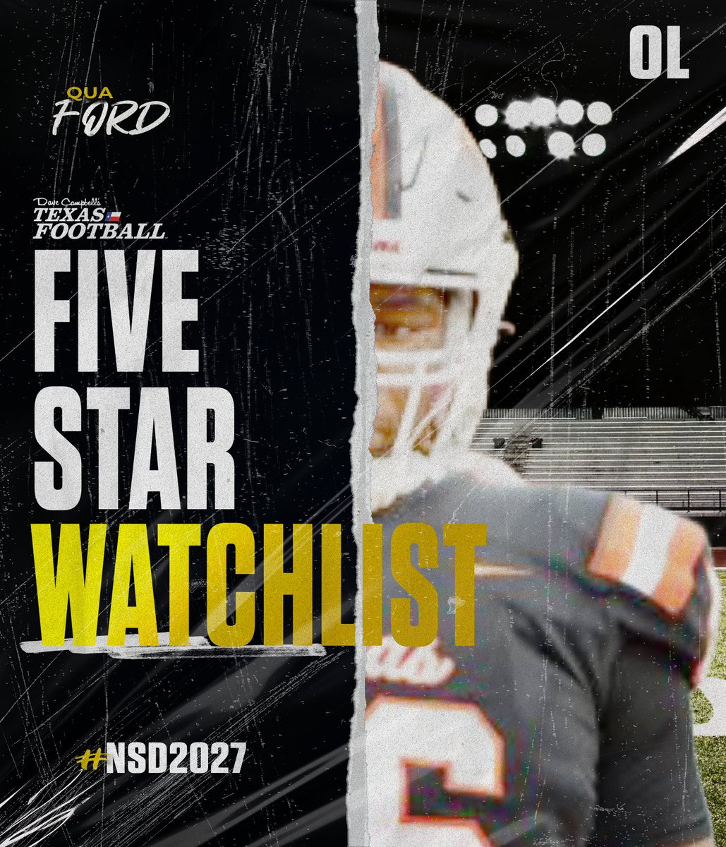 2027 Texas High OL Qua Ford has attained ⭐️⭐️⭐️⭐️ status and has been named to the Five-Star Watchlist!

<a href="/quadarockstar/">Qua Ford</a> | <a href="/THighFootball/">Texas High Tiger Football 🏈</a> | <a href="/dctf/">Dave Campbell's — TexasFootball.com</a> | #txhsfb

Complete 2027 Five-Star Watchlist: texasfootball.com/article/2024/0…