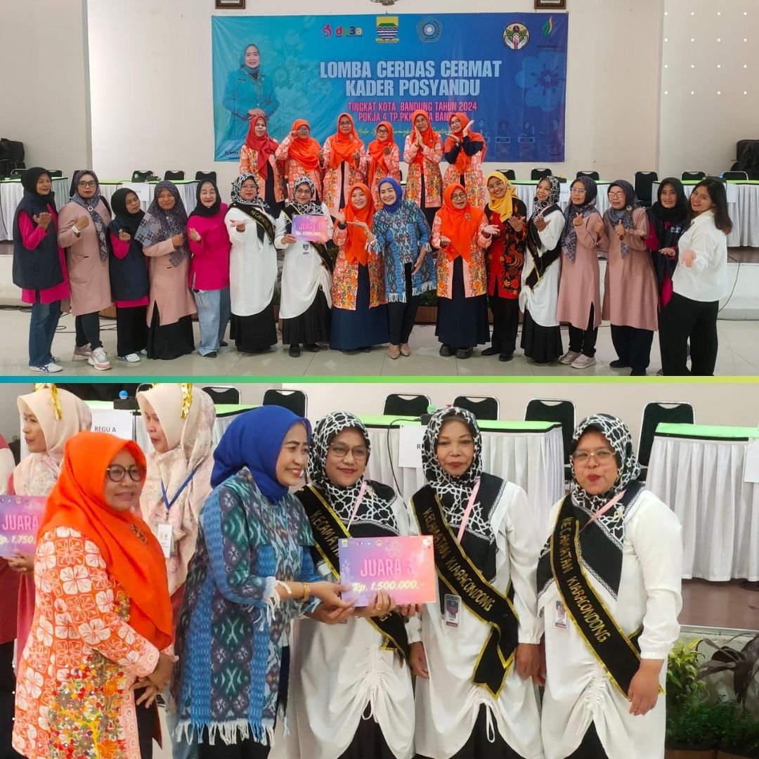 Selamat kepada Kader Posyandu Kel. kangkung yang telah Mewakili Kader Posyandu Kec. Kiaracondong menjadi Juara III Tingkat Kota Bandung dalam Lomba Cerdas Cermat Kader Posyandu Tingkat Kota Bandung Tahun 2024 di Aula Gdg Graha Binangkit PKK Kota Bdg, Rabu 18 September 2024