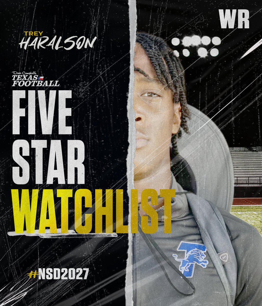 Greg Powers 🏟️ (@gpowersscout) on Twitter photo 2027 Tyler WR Trey Haralson has attained ⭐️⭐️⭐️⭐️ status and has been named to the Five-Star Watchlist!
<a href="/903TREY/">Trey”Truth”Haralson</a> | <a href="/TylerLionsFB/">Tyler Lions Football</a> | <a href="/dctf/">Dave Campbell's — TexasFootball.com</a> | #txhsfb | 📸<a href="/Jason_Howell/">Jason Howell</a>
Complete 2027 Five-Star Watchlist: texasfootball.com/article/2024/0… 2027 Tyler WR Trey Haralson has attained ⭐️⭐️⭐️⭐️ status and has been named to the Five-Star Watchlist!
<a href="/903TREY/">Trey”Truth”Haralson</a> | <a href="/TylerLionsFB/">Tyler Lions Football</a> | <a href="/dctf/">Dave Campbell's — TexasFootball.com</a> | #txhsfb | 📸<a href="/Jason_Howell/">Jason Howell</a>
Complete 2027 Five-Star Watchlist: texasfootball.com/article/2024/0…