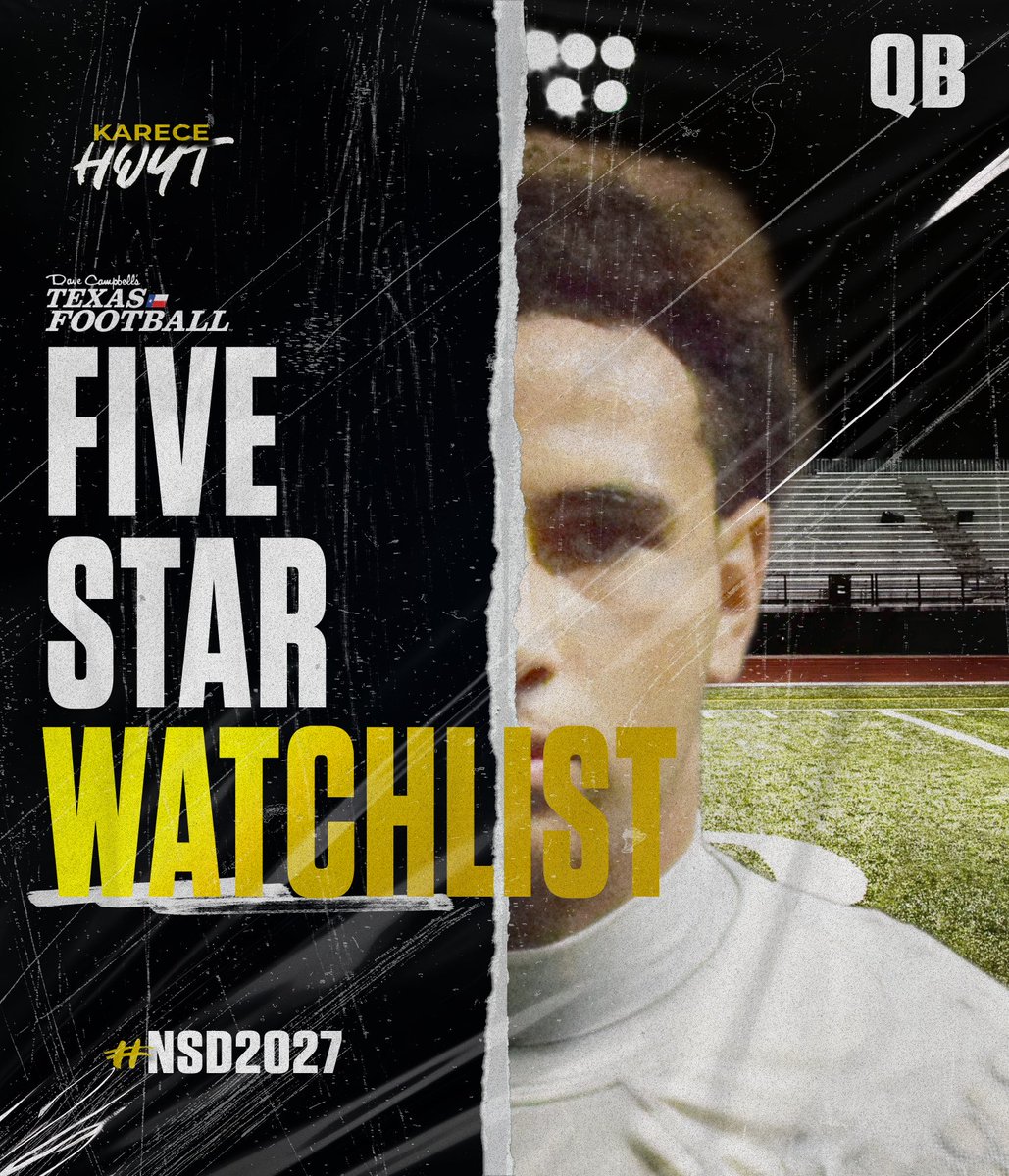Greg Powers 🏟️ (@gpowersscout) on Twitter photo 2027 Frisco Lone Star QB Karece Hoyt has attained ⭐️⭐️⭐️⭐️ status and has been named to the Five-Star Watchlist!
<a href="/Karece_Ku2_Hoyt/">Karece Hoyt</a> | <a href="/LSHS_FBRecruits/">Lone Star HS Football Recruiting</a> | <a href="/dctf/">Dave Campbell's Texas Football — TexasFootball.com</a> | #txhsfb
Complete 2027 Five-Star Watchlist: texasfootball.com/article/2024/0… 2027 Frisco Lone Star QB Karece Hoyt has attained ⭐️⭐️⭐️⭐️ status and has been named to the Five-Star Watchlist!
<a href="/Karece_Ku2_Hoyt/">Karece Hoyt</a> | <a href="/LSHS_FBRecruits/">Lone Star HS Football Recruiting</a> | <a href="/dctf/">Dave Campbell's Texas Football — TexasFootball.com</a> | #txhsfb
Complete 2027 Five-Star Watchlist: texasfootball.com/article/2024/0…