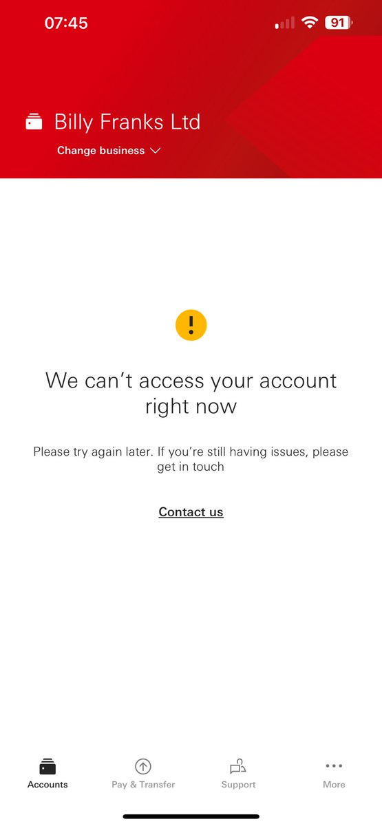BillyFranksCoUk's tweet photo. @HSBC_UK not able to access business app today. Been like this for a few hours now. https://t.co/2qvFr0BivL