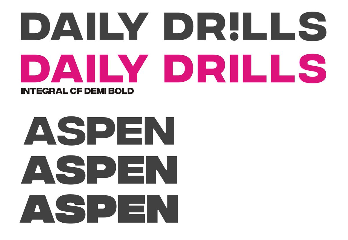 antofa's tweet photo. @ybbatreece Same custom exclamation point as in Daily Drills. To me, it looks like the same font they used for their logo, which is set in Integral CF by Connary Fagen (@connaryfagen).

https://t.co/EN3T2LTISe https://t.co/PxTYvhwW0a