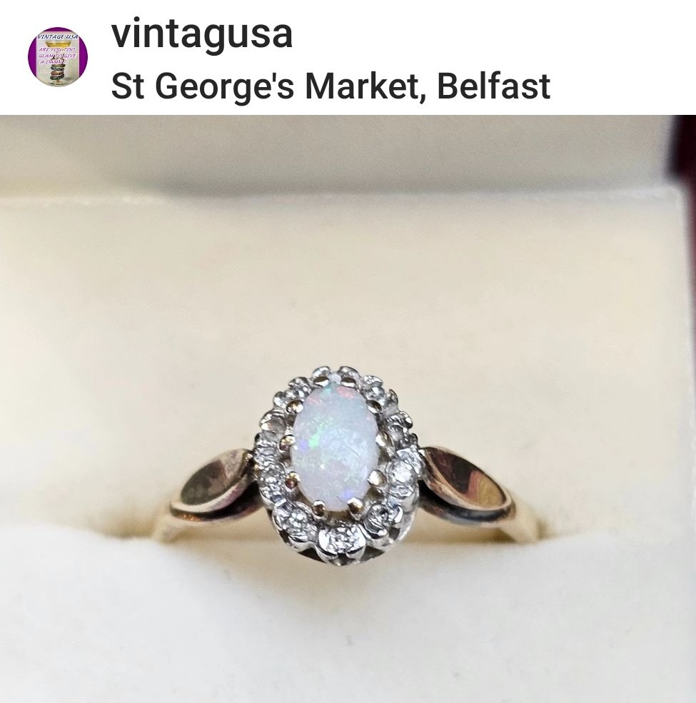 vintageusani's tweet photo. Stunning #Opal &amp; #diamond 9ct gold ring just arrived. View fri-sun St George's Market dm for details https://t.co/iuHhDQ3FK3