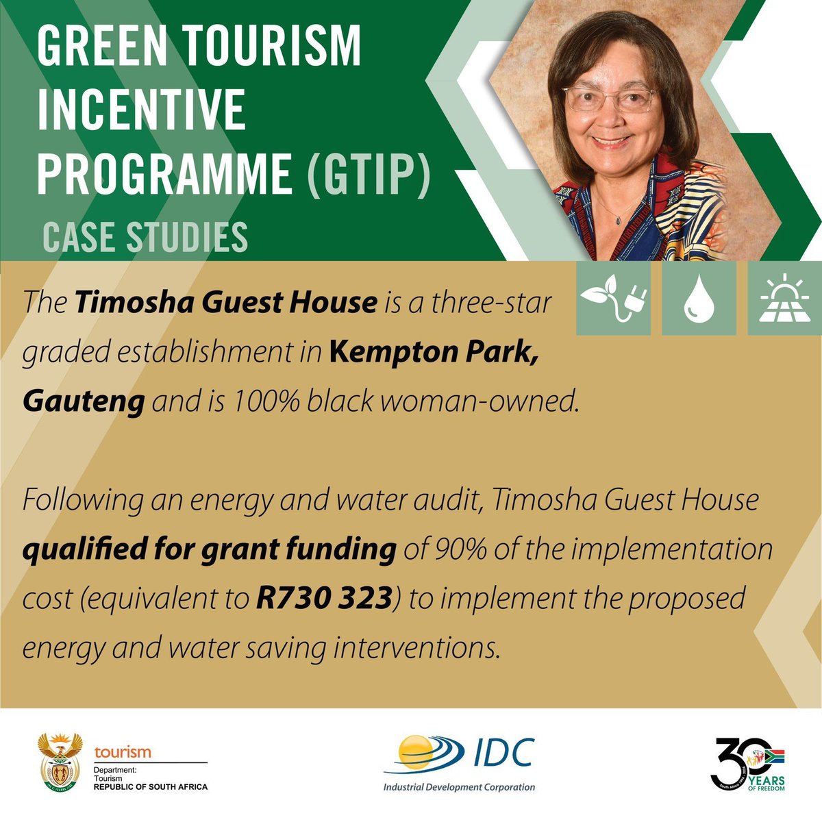 Tourism_gov_za's tweet photo. Green Tourism Incentive Programme 
#WeDoTourism
#GreenTourismIncentive
#TheViewGuesthouse
#TimoshaGuesthouse
#GTIP
#TourismIncentiveProgramme
@PatriciaDeLille https://t.co/mGl3B74JOZ